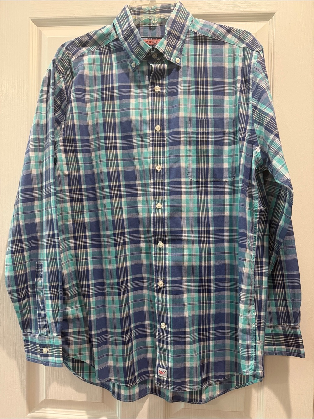 Vineyard Vines Blue & Teal Plaid Button-Down Shirt